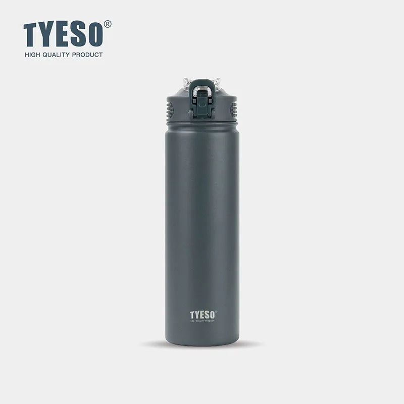 TYESO 600/750ML Stainless Steel Thermal Water Bottle with Straw Hot Cold Double Wall Vacuum Insulated Sports Cup for Coffee/Tea
