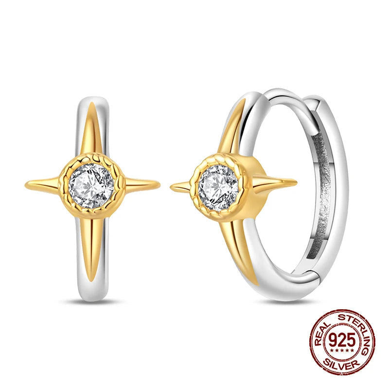 New Earrings 925 Silver Shining Baroque Style Retro Cross Hoop Earrings For Women Daily Wear Birthday Fine Party Jewelry Gift