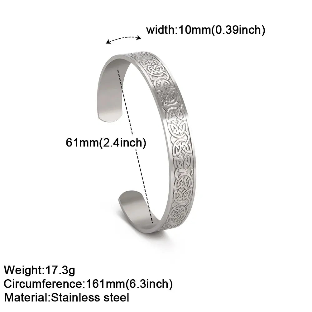 Viking Triquetra Cuff Bangle for Men Boy Stainless Steel Good Luck Celtic Knot Amulet Vintage Irish Knots Bracelet Jewelry Gift
