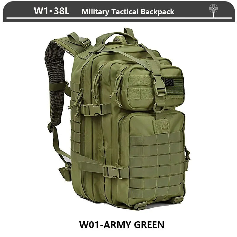 Tactical Backpack 3 Day Assault Pack Molle Bag 38/45L Large Outdoor Waterproof Hiking Camping Travel 600D Rucksack Men Fishing - Madeinsea©