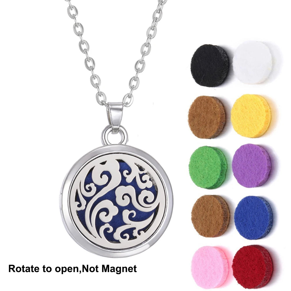 2023 New Aromatherapy Necklace Diffuser Pendant Aroma Jewelry Thread Rotate Open Locket Perfume Essential Oil Diffuser Necklace