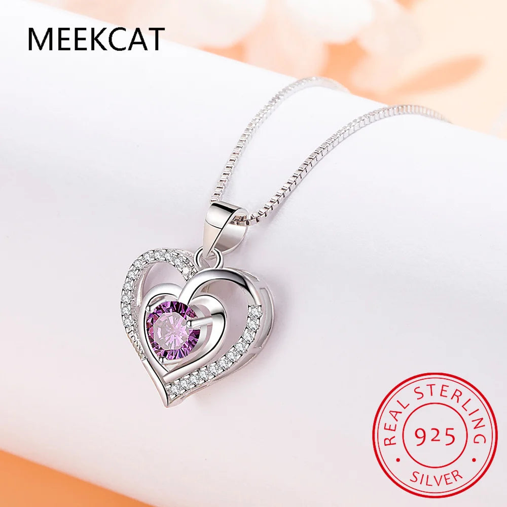 Genuine Natural Blue Topaz Heart Pendant Necklace 925 Sterling Silver Women Gemstone Statement Fine Jewelry Colar de Prata