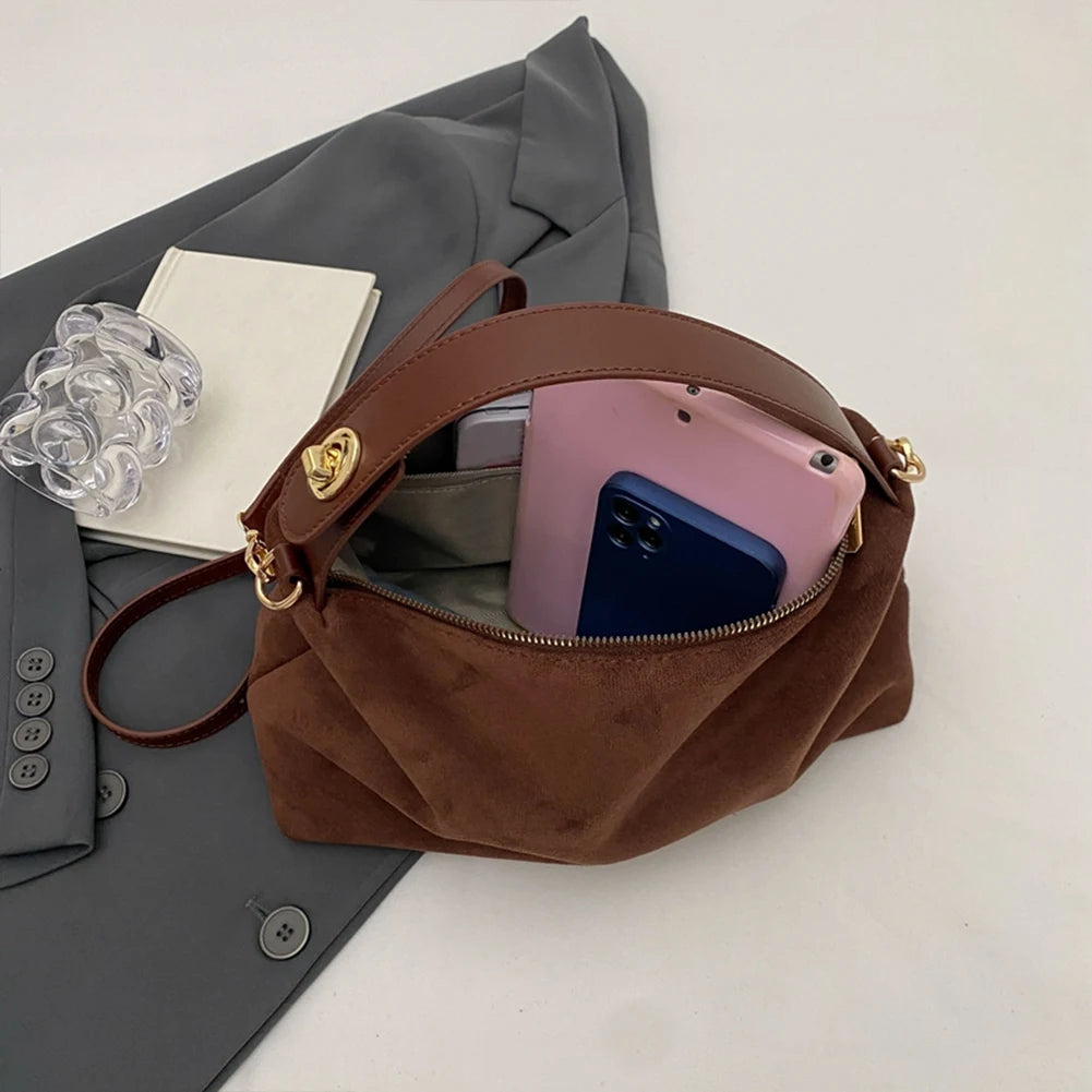 Fashion Autumn Winter Big Boston Tote Soft Matte Suede Cow Leather Women's Handbag Shoulder Crossbody Bag For Women Grey Brown - Madeinsea©