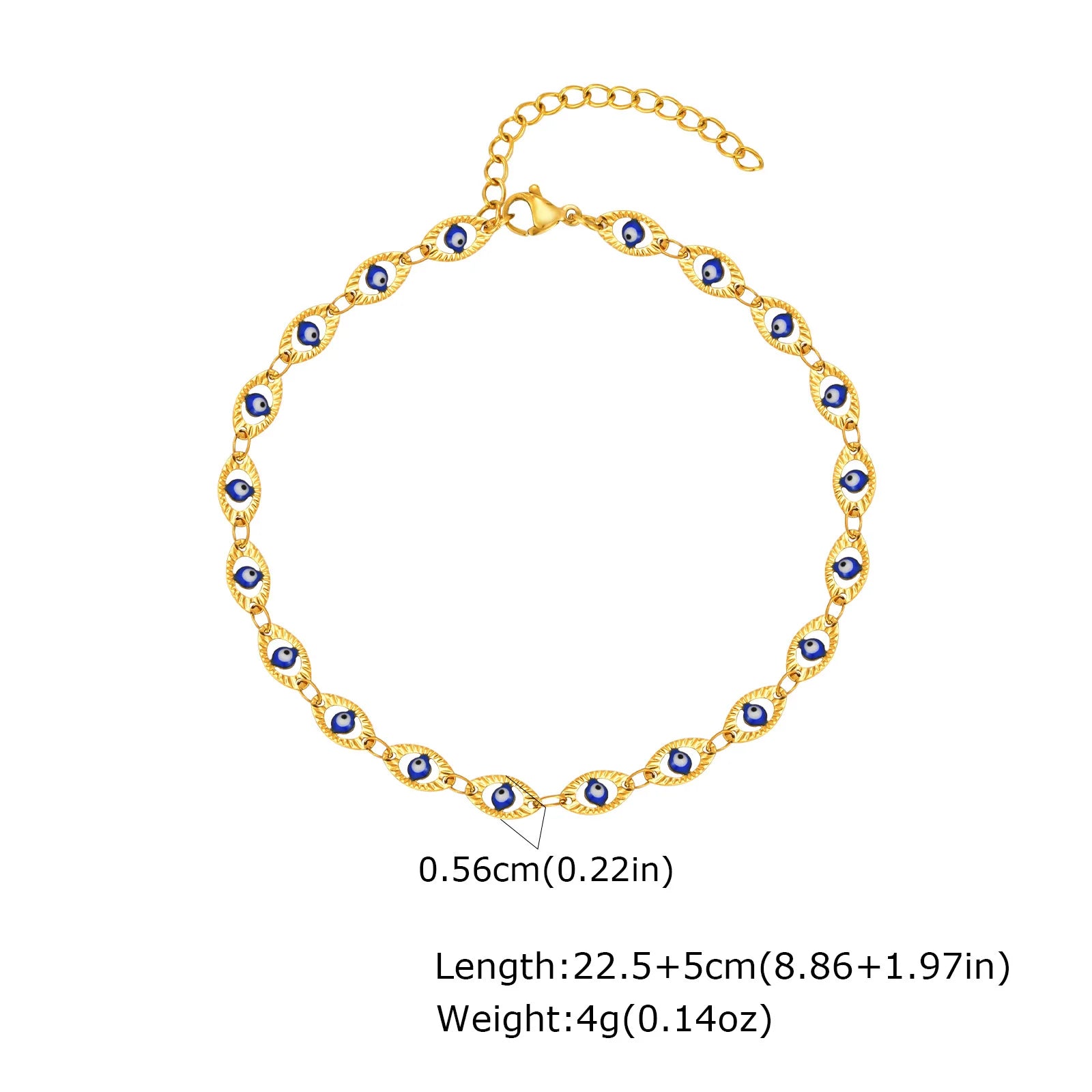Bracelets de cheville vintage Vnox avec œil protecteur pour femmes, bijoux de cheville en acier ajustables, ornés de perles en métal émaillé et de perles à usage religieux.