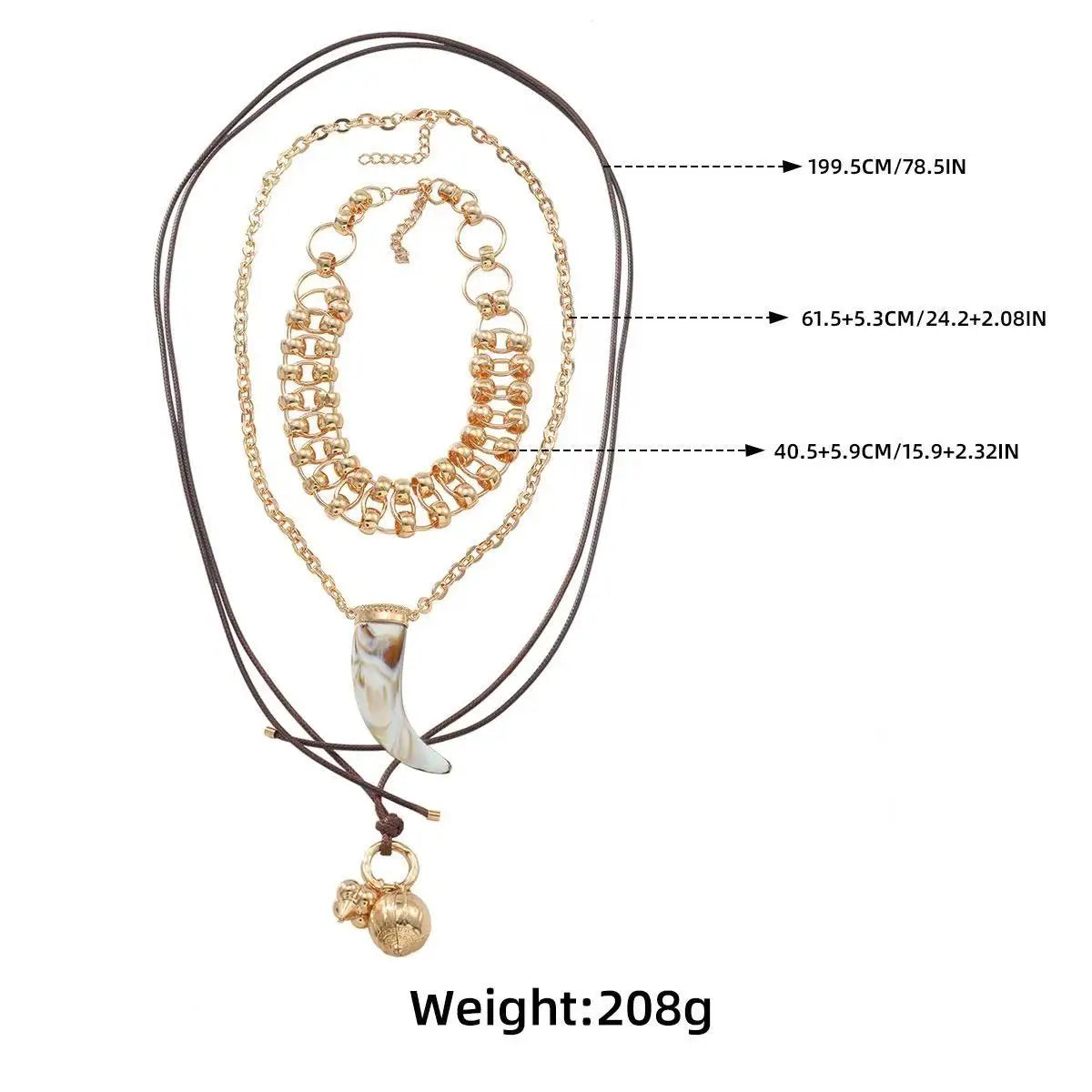 ZAA Multi-layer Animal Corner Pendant Geometric Women's Necklace