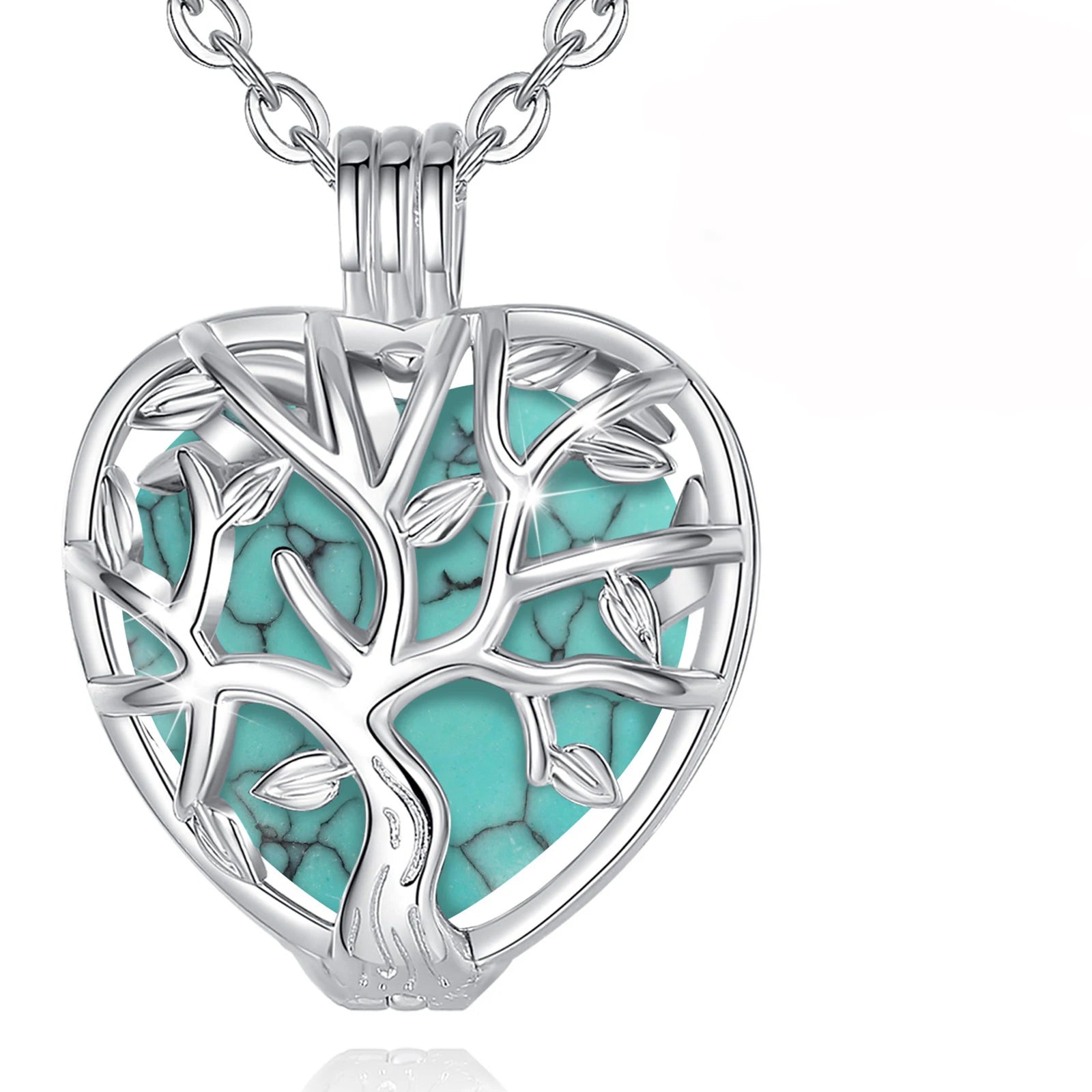 Collier Eudora Arbre de Vie Cage Coeur Obsidienne Énergie Guérison Cristal Pierre Pendentif Spirituel DIY Bijoux Pierre de Lune Cadeau