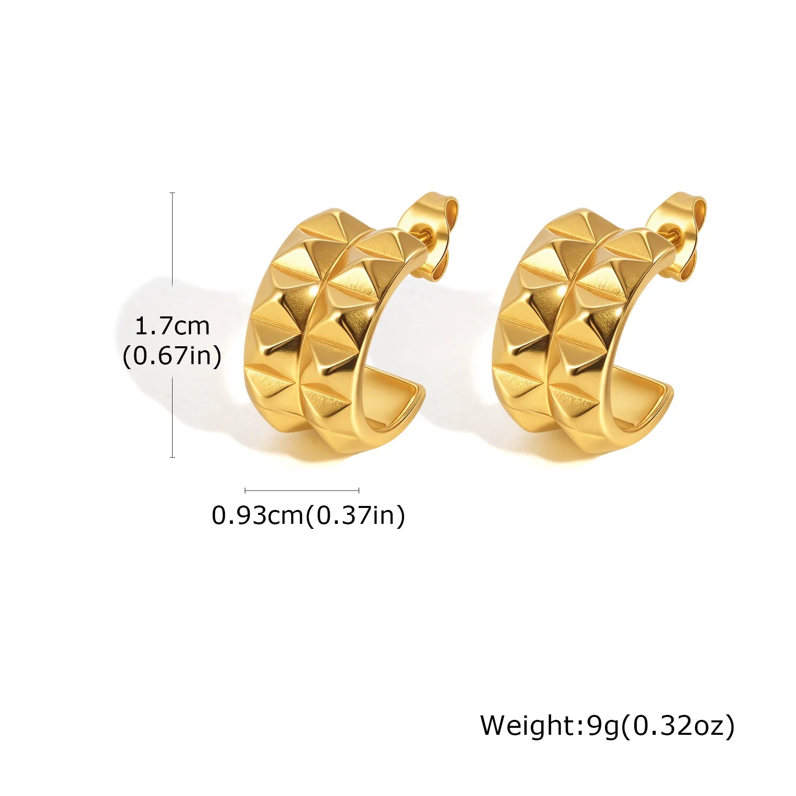 Boucles d'oreilles Vnox pour piercing cartilage femme, boucles d'oreilles larges en acier inoxydable de forme irrégulière en C, bijoux plaqués or