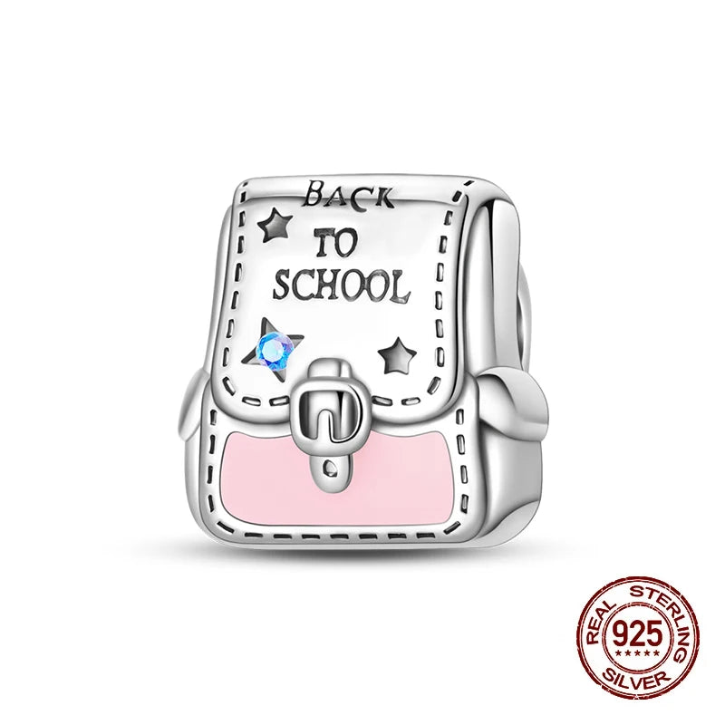 Original 925 Sterling Silver Charms Beads Graduation Season College Entrance Bachelor's Cap Pendant for Bracelet Charm Jewelry