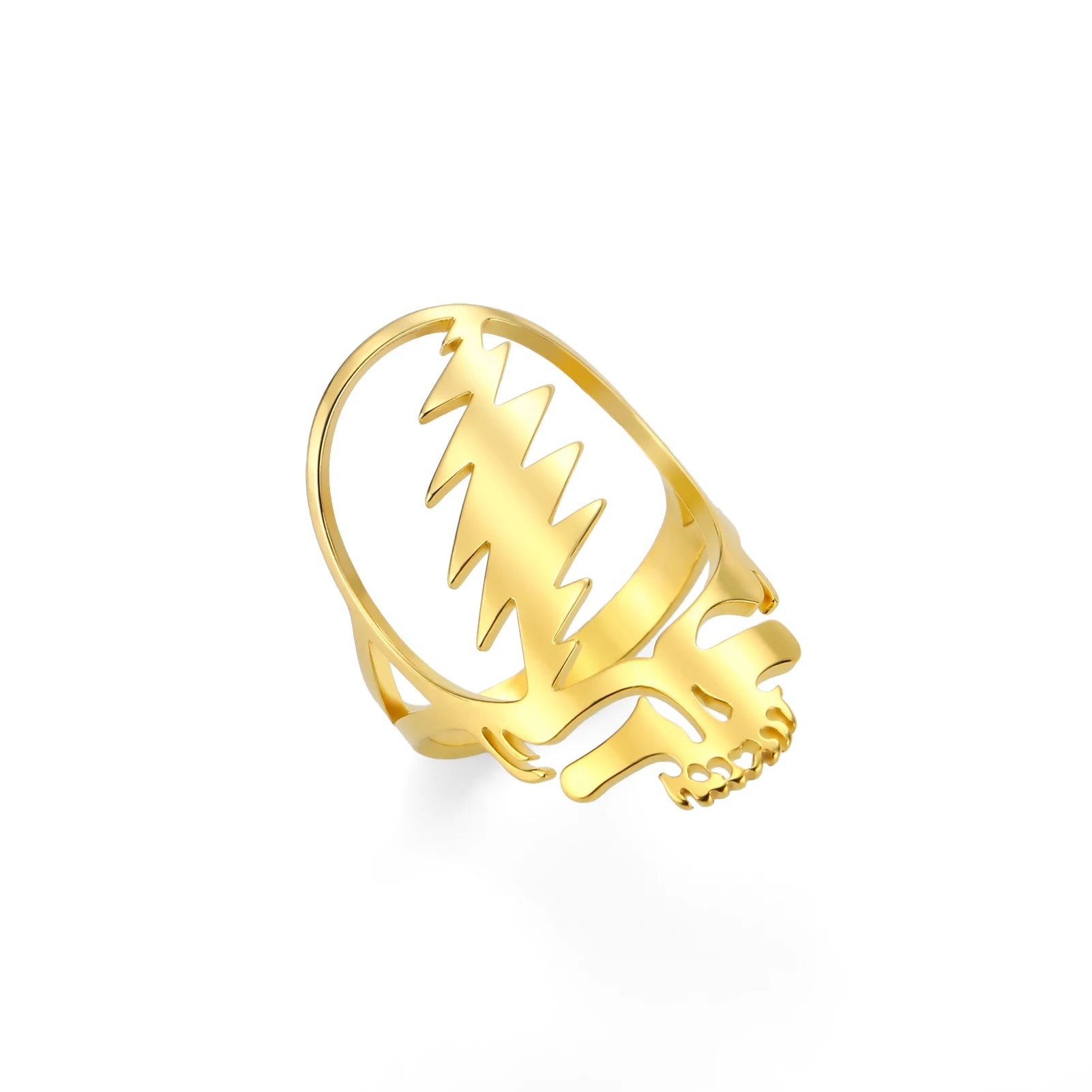 Dreamtimes Hip Hop Grateful Dead Symbol Rings for Women Men Stainless Steel Rock Skull Music Band Ring Jewelry Gift anillos