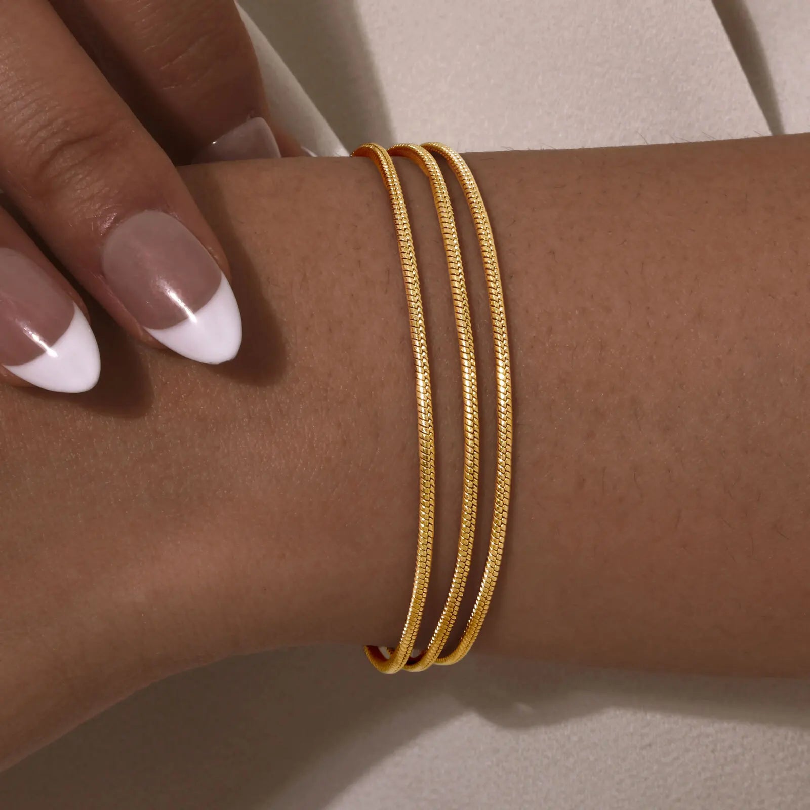 Vnox Fashion Layered Stacking Snake Chain Bracelets Stainless Steel Charm Hand Jewelry Trendy Bracelets For Women Gifts To Mom