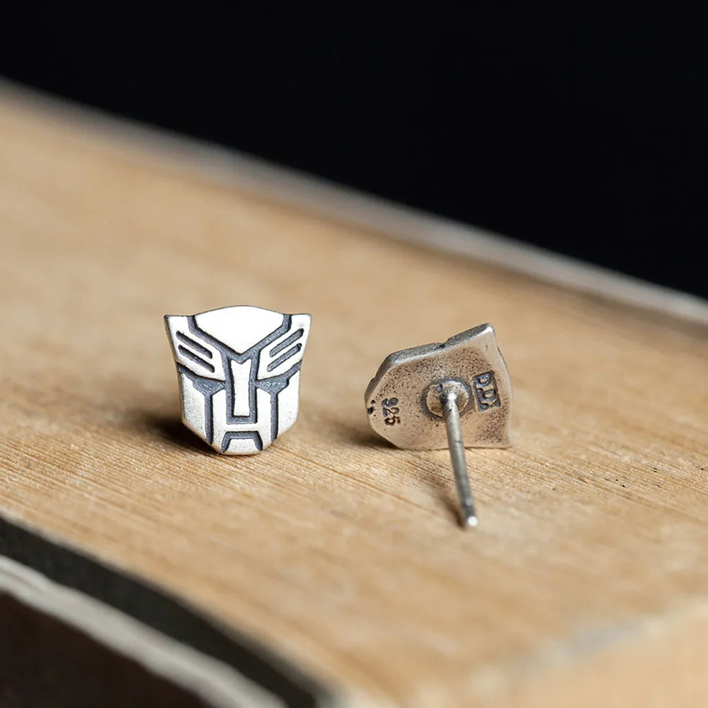 MKENDN Zarte Mini-Decepticons-Ohrstecker aus 925er Sterlingsilber im Vintage-Gothic-Stil – allergiefreier Qualitätsschmuck