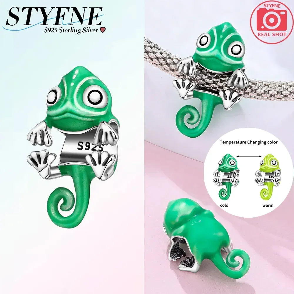 925 Sterling Silver Chameleon Luminous Firefly Butterfly Charms Beads Fit 925 Original Bracelets Fine DIY Jewelry Making