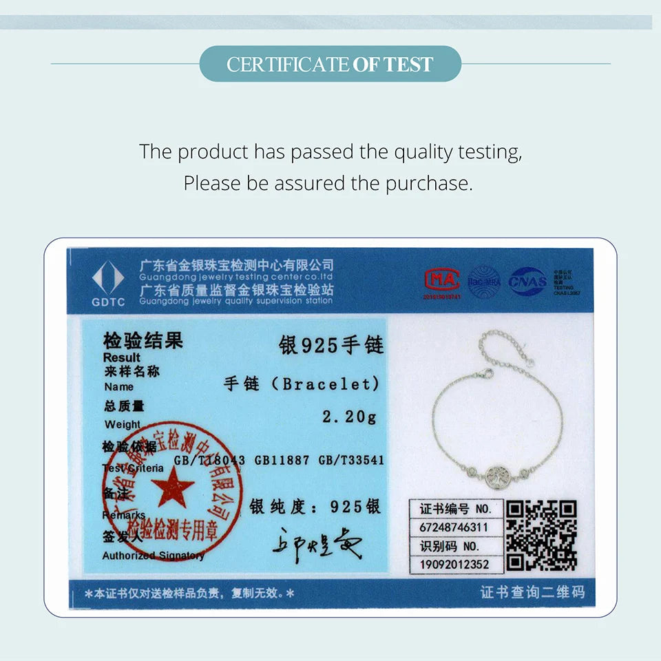 BAMOER Authentisches 925 Sterling Silber Lebensbaum-Armband für Frauen, zarter Schmuck, Familienbaum-Armband für Sie, SCB288