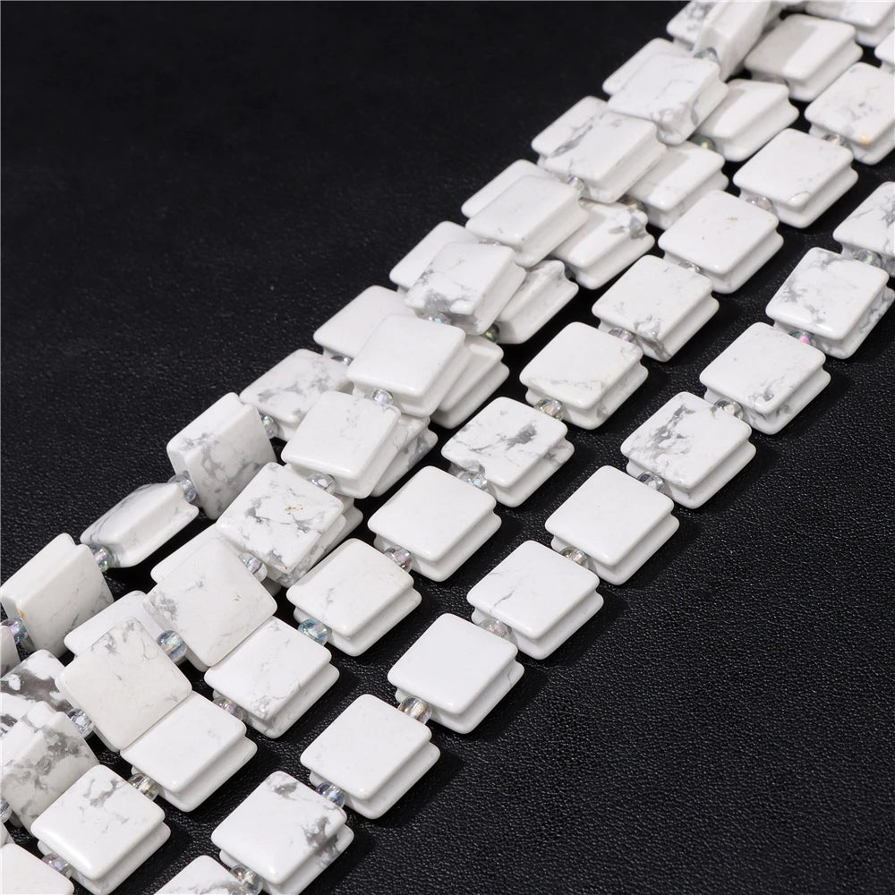High Quality Gems Stone Bead Natural Cube Flat Square Loose Spacer Beads For Jewelry Making Bracelet Necklace DIY Crafts 10MM