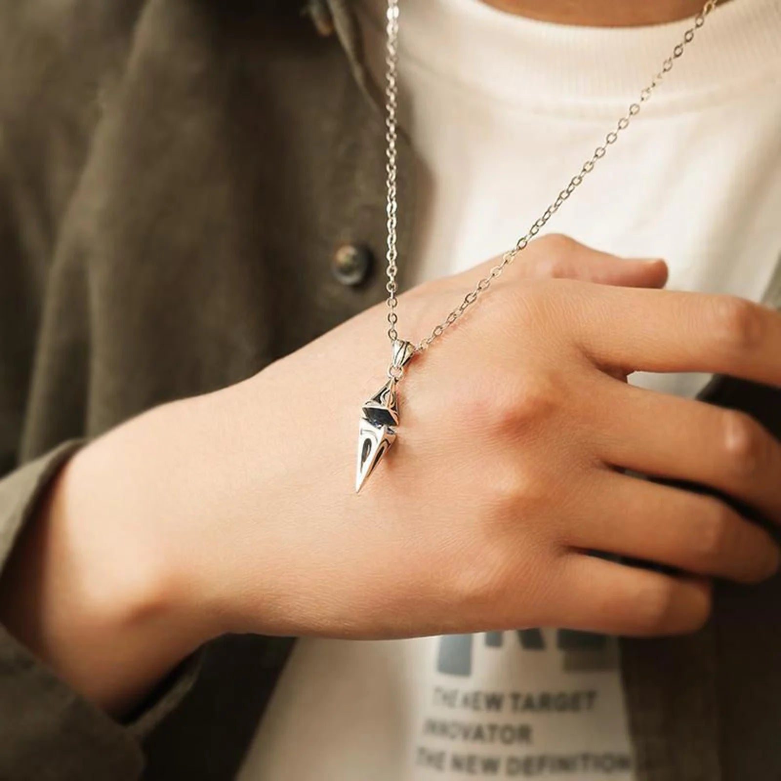 Chic Blue Stone Necklaces for Men,Stainless Steel Geometric Pendant Collar,Valentine's Birthday Party Gift for Him