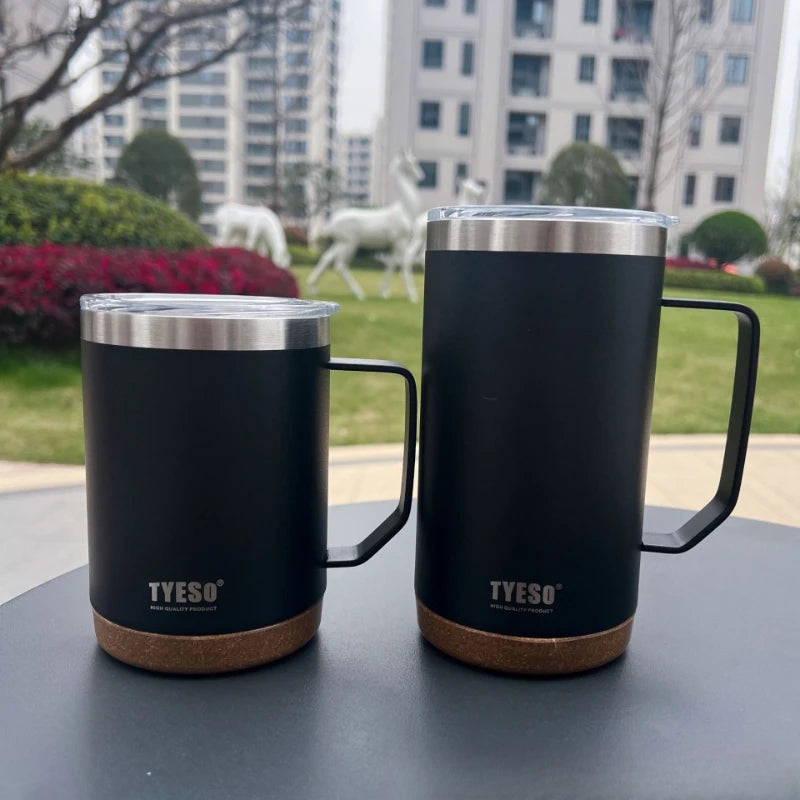 TYESO Wide Mouth Stainless Steel Coffee Mug with Leak-Proof Lid Insulated Office Travel Mug 530ml/710ml For Home Office Gift