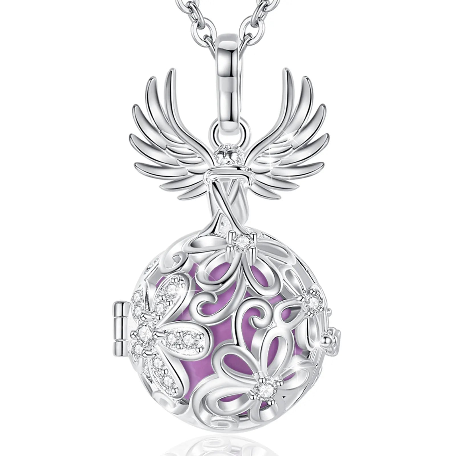 Eudora Collier Bola de Grossesse Necklace 18MM Ball Flower Angel Caller Musical Bell Pendant DIY Jewelry Gift for Pregnant Women