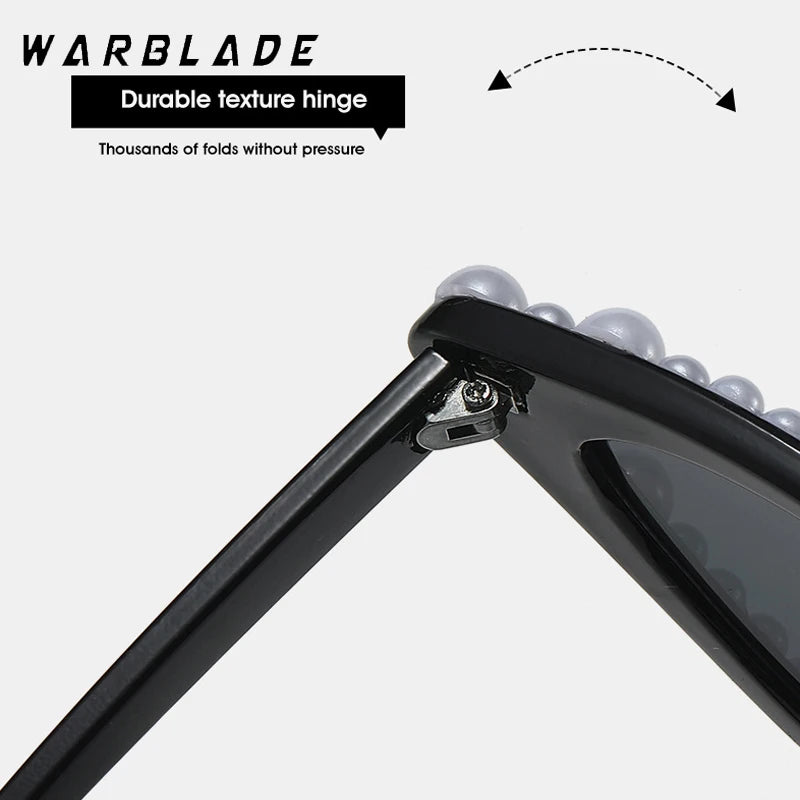 Luxusmarke Design Feinschimmernde Perlen-Sonnenbrille Damen Cat Eye Brille Lässig Bling Sonnenbrille Lentes De Sol Mujer UV400