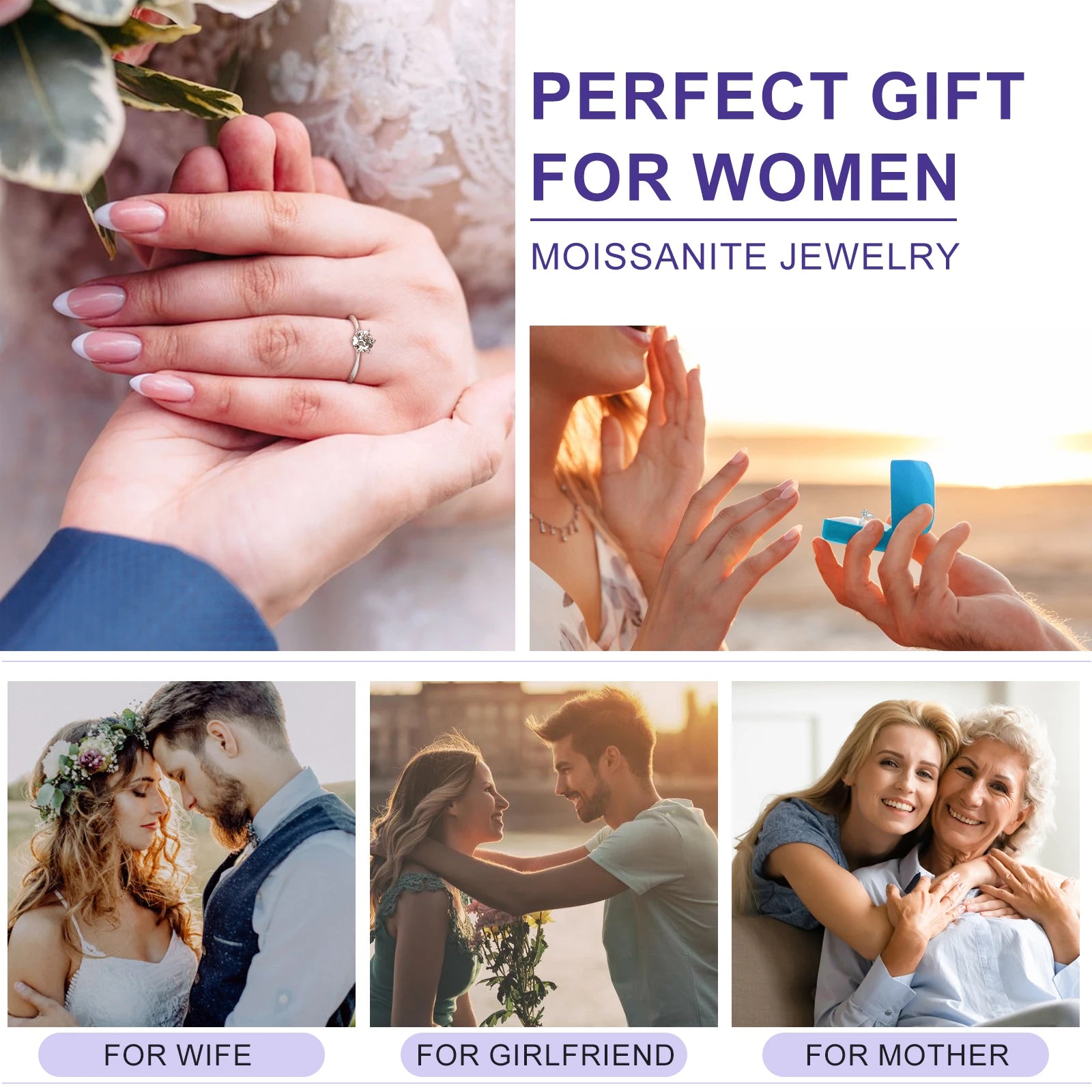 TUHE Unisex 925 Silver Iced Out Ring Moissanite Stone Iced Out Couple Rings Women For Men Hip Hop Jewelry Anniversary Gifts