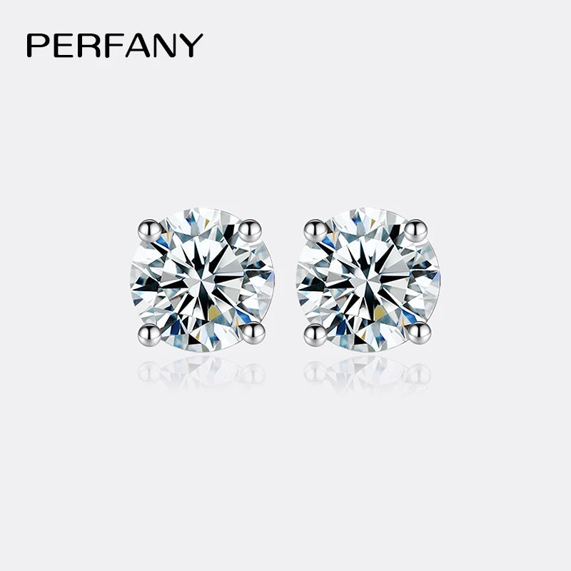 PERFANY 0.2-3CT Moissanite Earrings For Women S925 Pure Silver Classic Four Claw Diamond Earrings Wedding High-end Jewelry - Madeinsea©