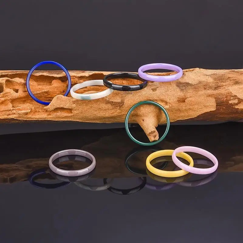 Jiayiqi Light Black White Ceramic Rings for Women Men Smooth Cut Surface Ceramic Jewelry Ring Fashion Jewelry Women Ring