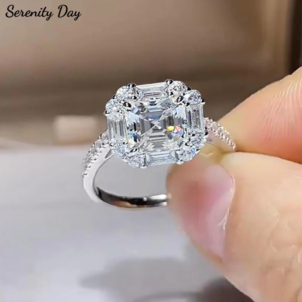 Serenity 2ct Asscher D Moissanite Rings for Women Men Gift Sparkling Square Lab Diamond Wedding Rings Solid S925 Silver Jewelry - Madeinsea©