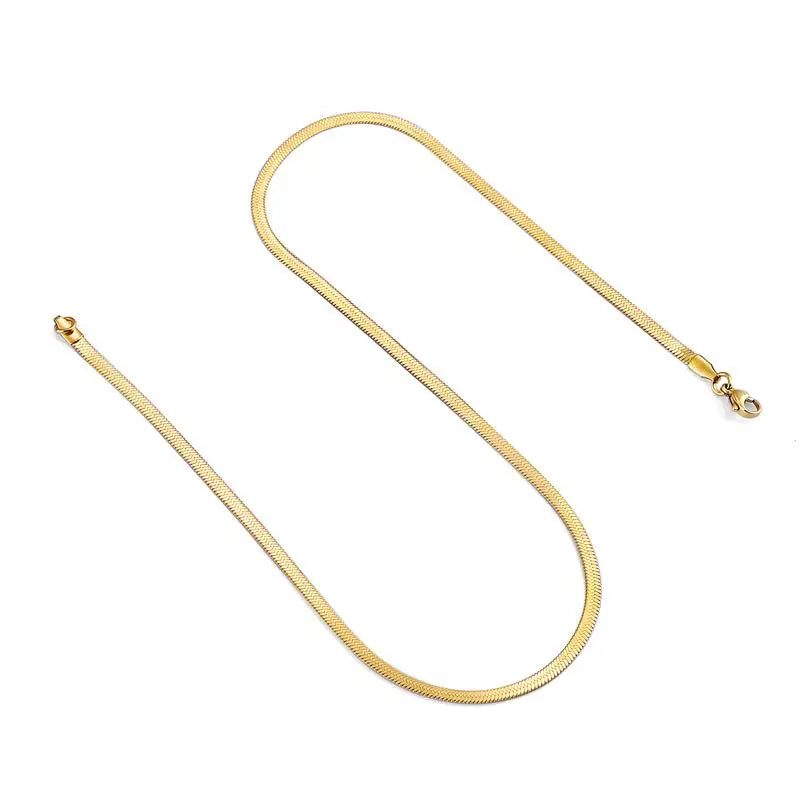 Stainless Steel Flat Necklace Waterproof Filmy Snake Chain Men Gift Jewelry Various Length Choker Clavicle Necklace