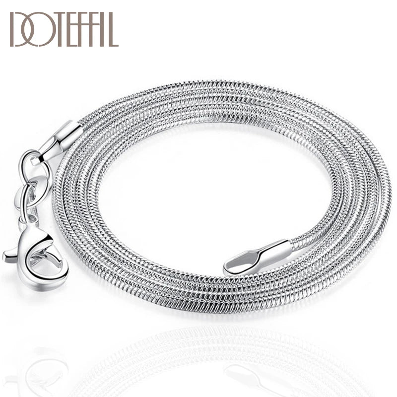 DOTEFFIL 925 Sterling Silver 5/10pcs/Lot 16/18/20/22/24/26/28/30 Inch 1.2mm Snake Chain Necklace For Woman Man Fashion Jewelry - Madeinsea©