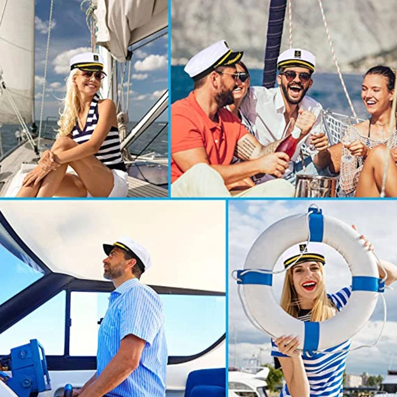 Adult Yacht Military Hats Boat Skipper Ship Sailor Captain Costume Hat Adjustable Cap Navy Marine Admiral For Men Women