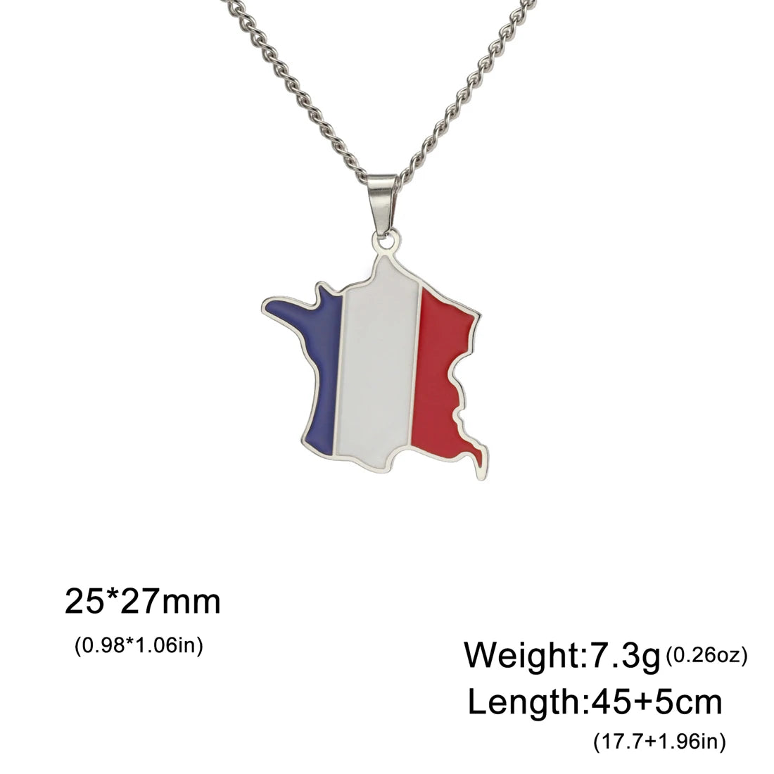 EUEAVAN European Country Map Necklace Stainless Steel Drip Oil Poland France Portugal Romania Ukraine Italy Germany Flag Jewelry