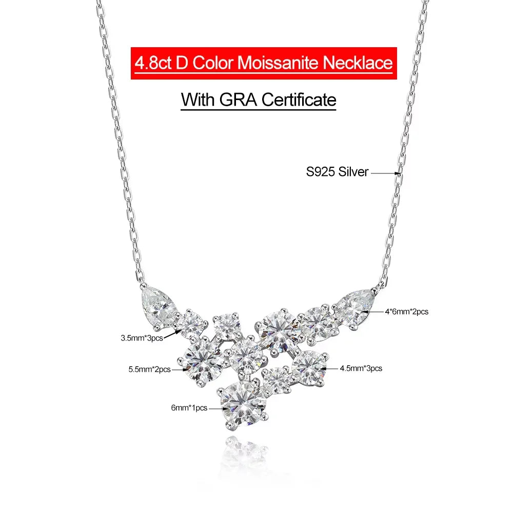 Serenity 4.8ct D Color Moissanite Necklace Women Bridal Gift 100% S925 Sterling Silver Sparkling Lab Diamond Pendant Neck Chain - Madeinsea©