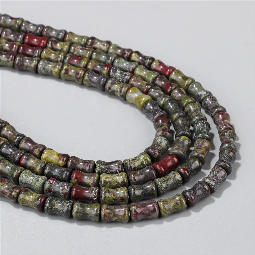 6X10mm Natural Stone Bead Bamboo Shape Aventurine Jaspers Sodalite Loose Spacer Beads For Jewelry Making Handmade DIY Accessorie