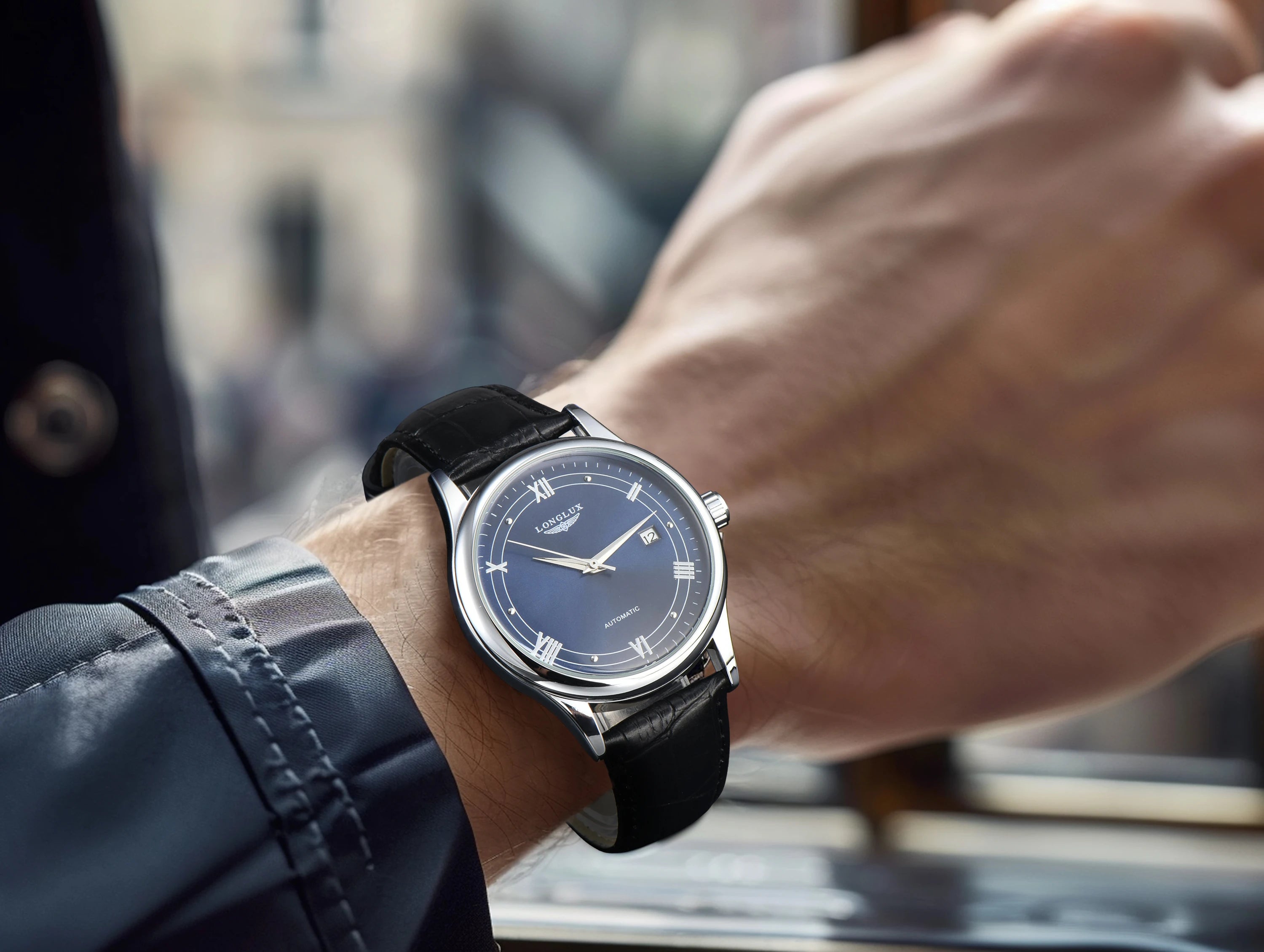 LONGLUX automatic man watch wholesale mechanical watches simple versatile date waterproof fashion leather man watch men gift - Madeinsea©