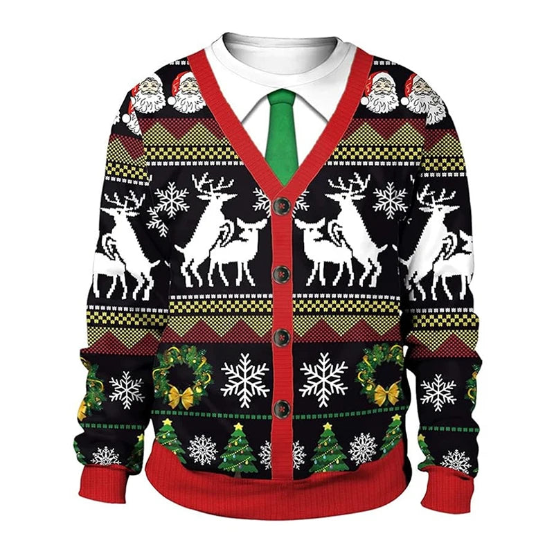 Christmas Fake Lapel Ugly Sweater For Men Hot Popular Loose Pullover Sweatshirt Festival Party Unique Gift Xmas Sweaters 2026
