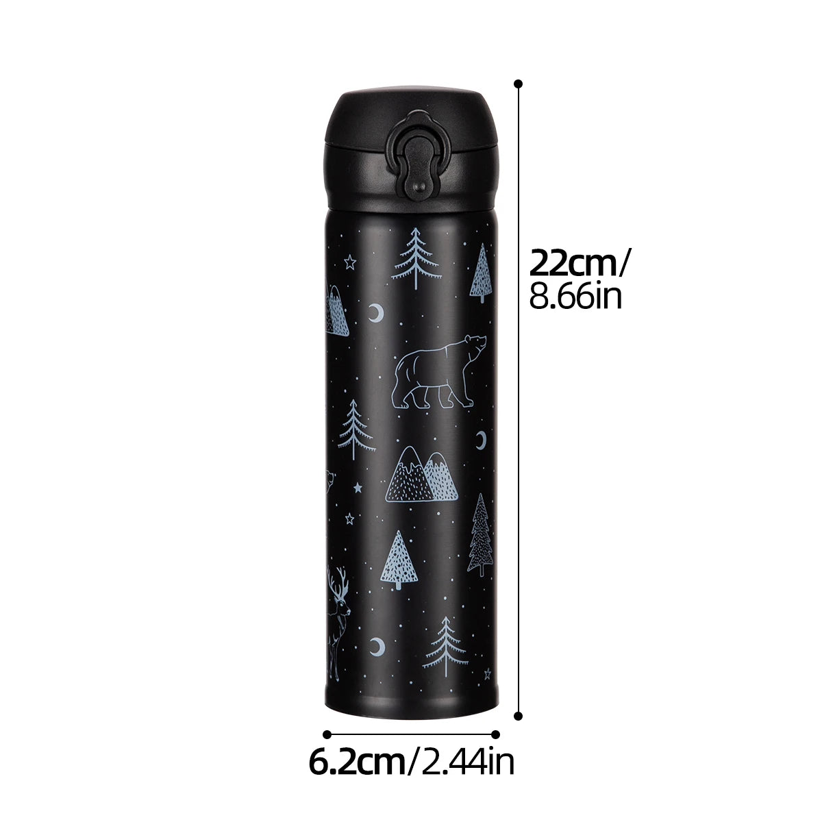 1/2pcs 500ml Stainless Steel Thermos Cup Christmas Vacuum Business Cups Household Portable Christmas Festival Water Bottle