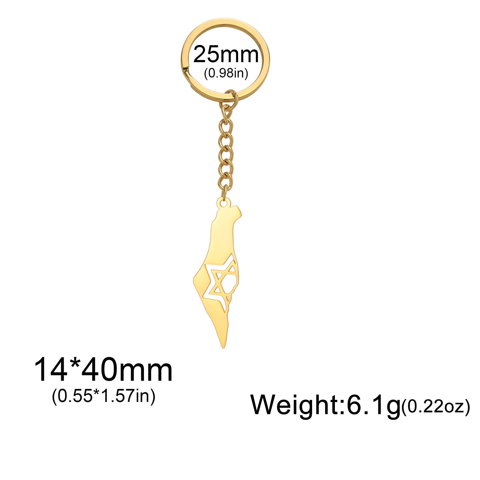 Dreamtimes Israel Map David of Star Keychain for Women Men Hexagram Stainless Steel Religious Key Ring Jewelry Gifts