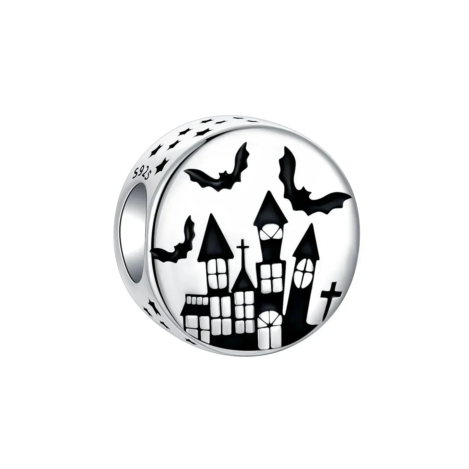 Halloween 925 Sterling Silver Skull Charm Luminous Pumpkin Bat Ghost Coffin Bead Pendant Ring Necklace Bracelet DIY Jewelry Gift