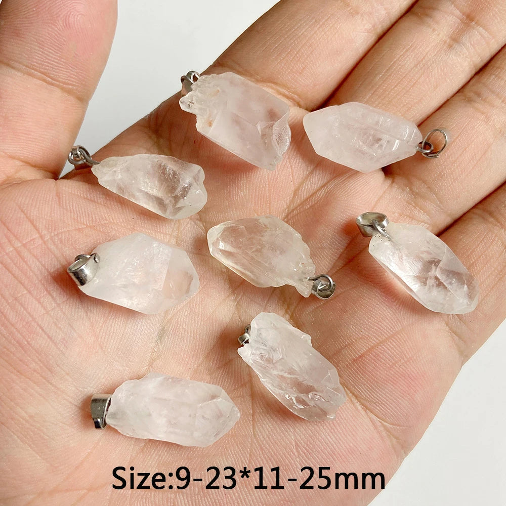 5pcs Natural Rough Stone Pendant Irregular Shape Healing Amethysts Labradorite Agat Quartz Pendants For DIY Handmade Necklace