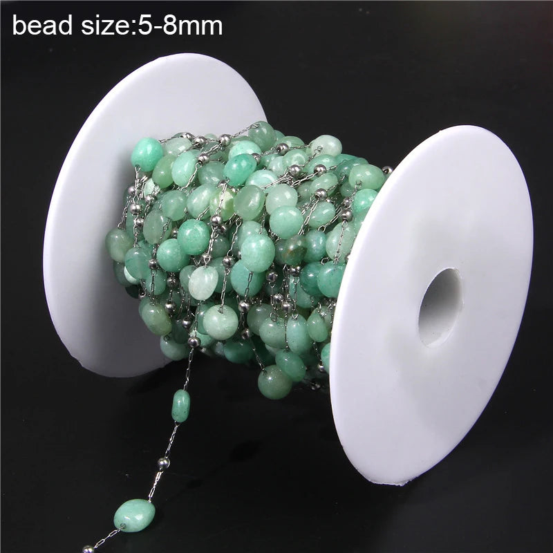 Natural Quartzs Stone Stainless Steel Chips Beads Chains For DIY Bohemia Jewelry Making Women Necklace Choker Bracelet Handmade - Madeinsea©