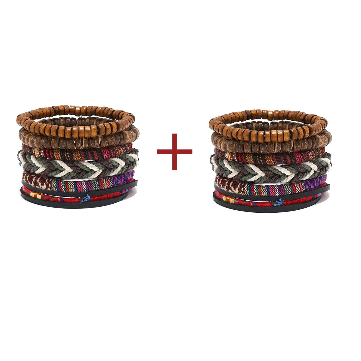 4Pcs/ Set Braided Wrap Leather Bracelets for Men Vintage Life Tree Rudder Charm Wood Beads Ethnic Tribal Wristband Rope Bracelet