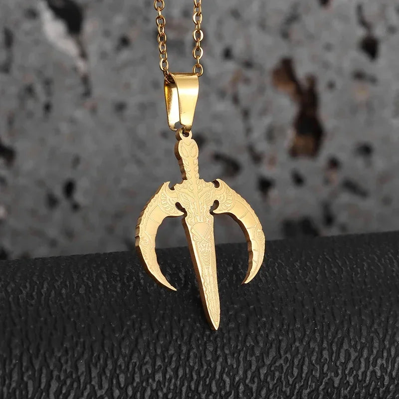 Retro Neptune Poseidon Trident Necklace Ukraine National Emblem Pendant Men\\\\\\'s Fashion Cool Trendy Jewelry Accessories