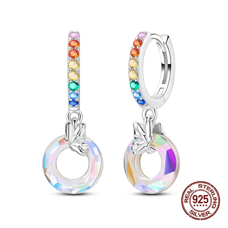 Earrings 925 Silver Shining Heart Shaped Zircon Butterfly Hoop Earrings For Women Engagement Birthday Proluxe Fine Jewelry Gift