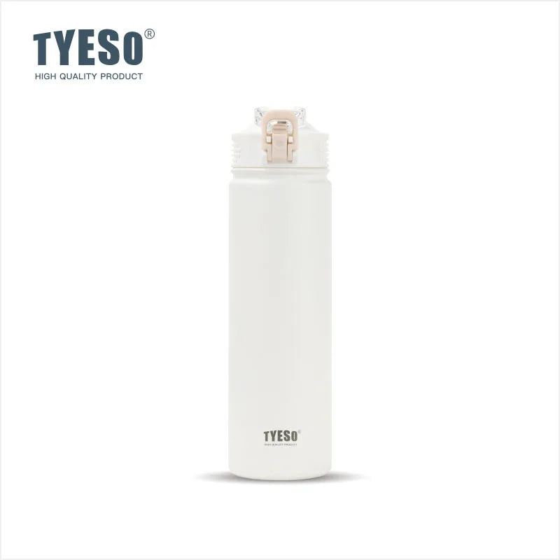 TYESO 600/750ML Stainless Steel Thermal Water Bottle with Straw Hot Cold Double Wall Vacuum Insulated Sports Cup for Coffee/Tea
