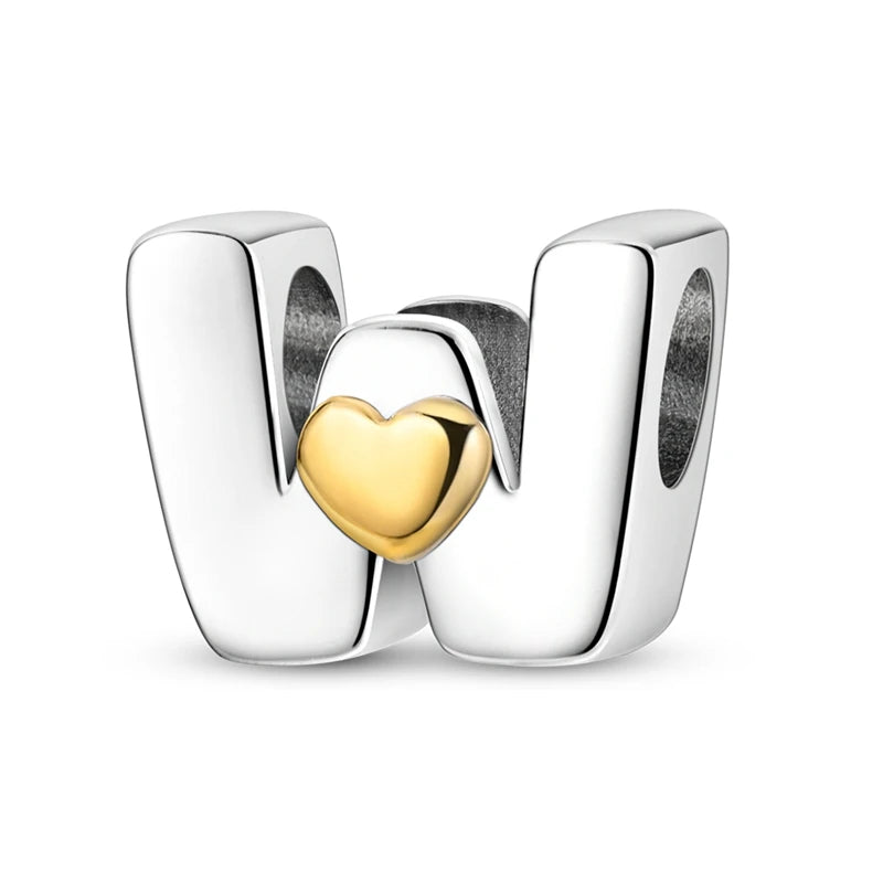 New 925 Sterling Silver Charm Beads 26 Letter Alphabet A-Z Charm Fit Original Charms Bracelet DIY Birthday Jewelry Gift Making