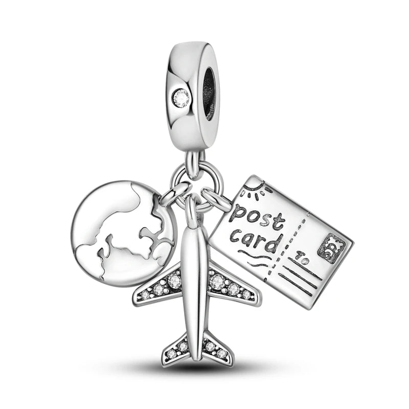 Charm Original 925 Sterling Silver Charms Pendants Love Travel Life DIY Beads for Bracelet Necklace Charms Women Jewelry Making