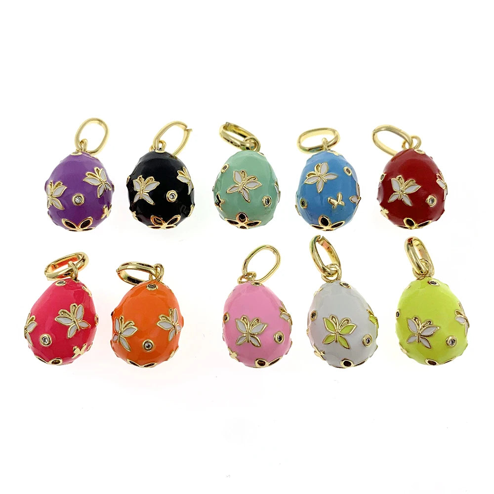 Collier avec pendentif en forme d'œuf de Fabergé russe en forme de croix religieuse pour le jour de Pâques, en émail coloré rose et zircone cubique, plaqué or, accessoire cadeau pour femme