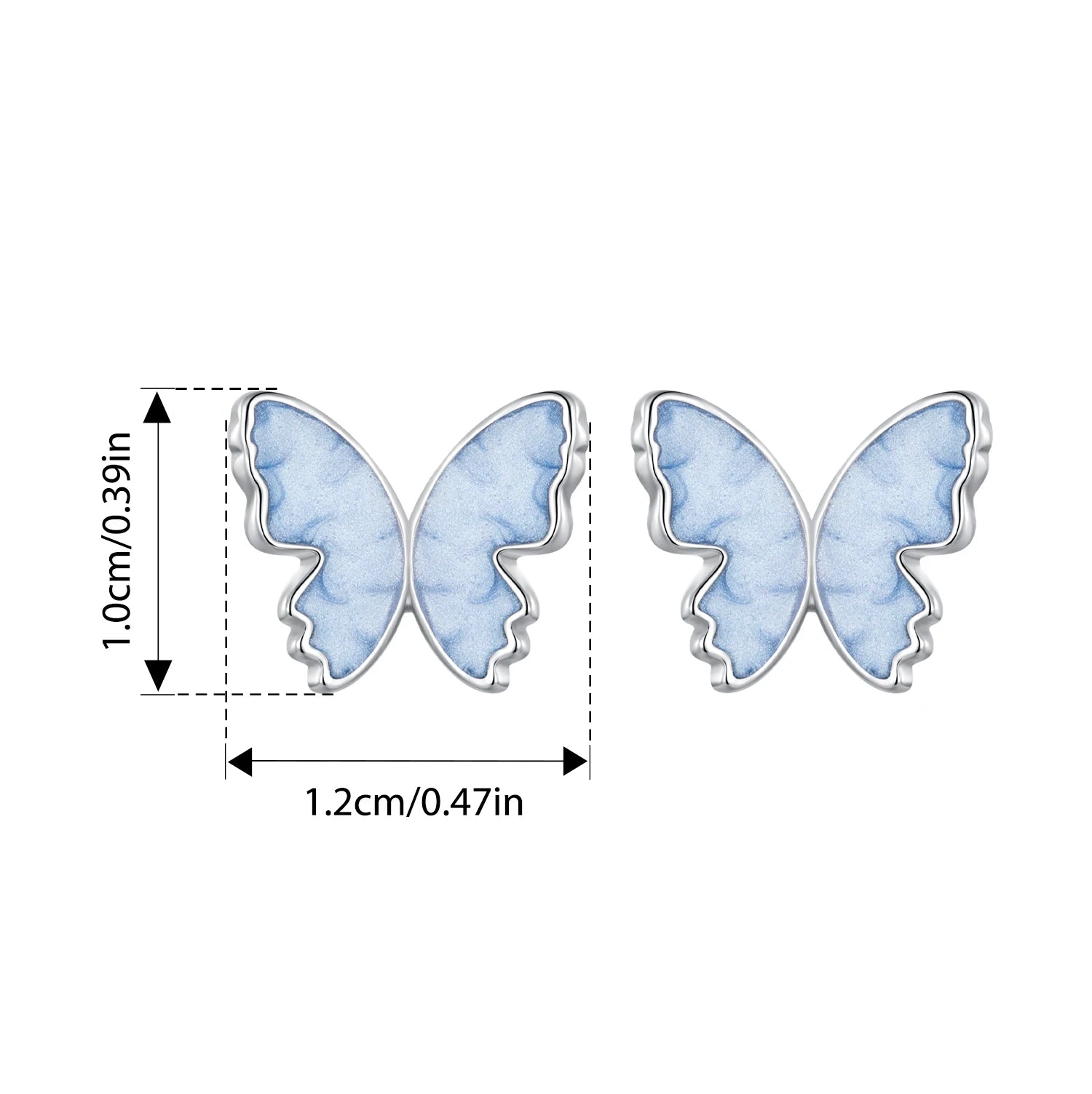 BISAER Real 925 Sterling Silver Butterfly Jewelry Set Bule Enamel Process Stud Earrings Open Ring For Women Party Fine Jewelry