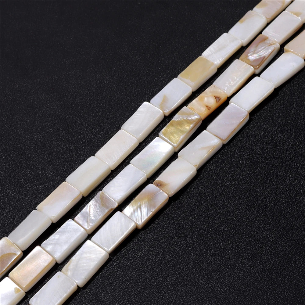 Natural White Mother of Pearl Shell Beads Oval Round Freshwater Shell Beads for Jewelry Making Necklace Bracelet DIY 15" - Madeinsea©