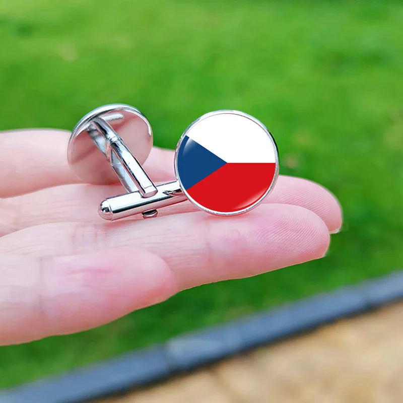 2024 France Flag Cufflinks Spain Chile Russia Netherlands Serbia USA Czech Republic Portugal Norway Switzerland Cuff Links Gift