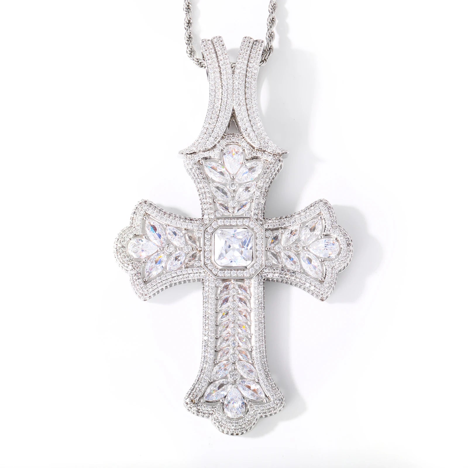 TUHE Unisex High Quality Classic Cross Pendant Mossanite Sterling Silver 925 Pendants For Men Women Hip Hop Jewelry